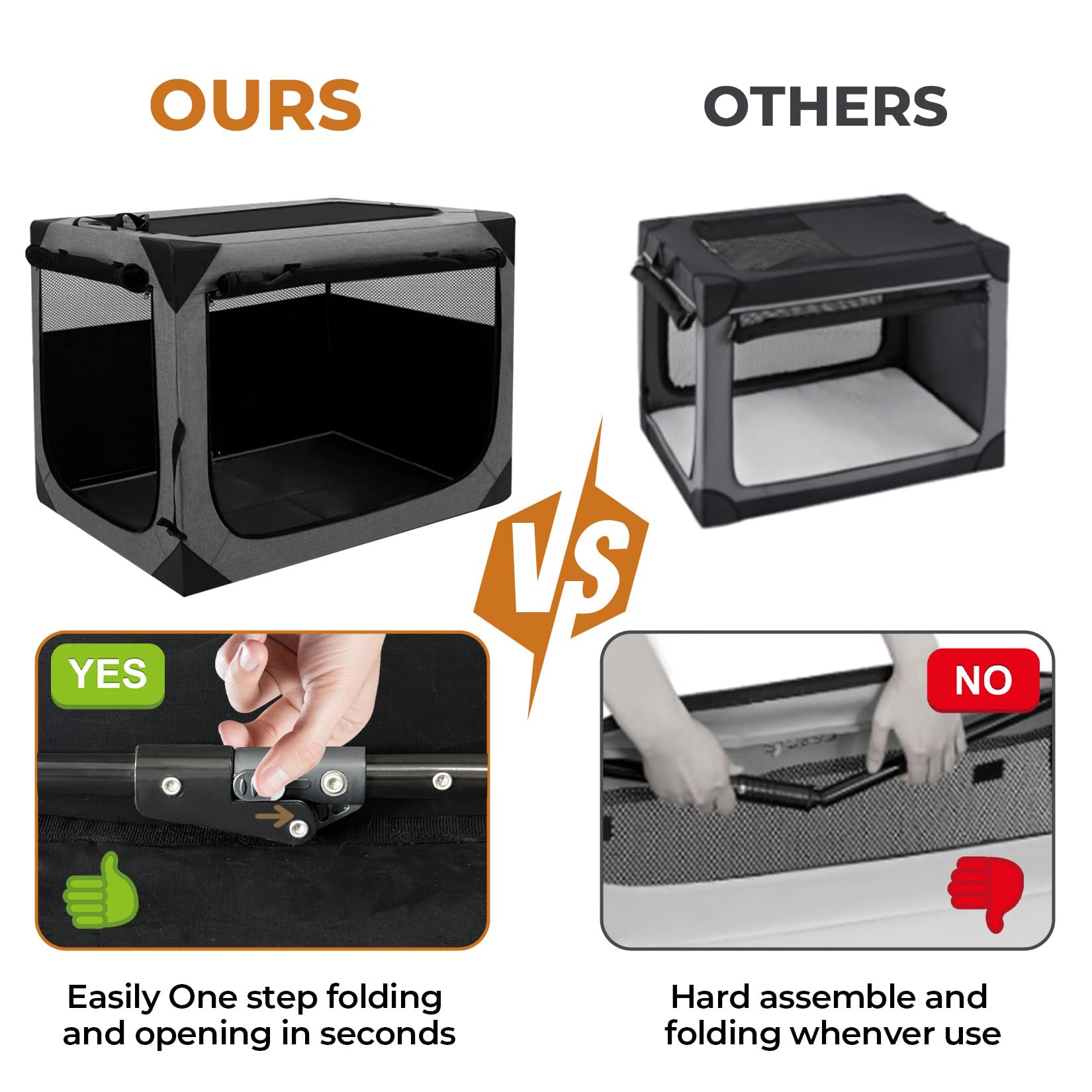 Nottia escape-proof triple-door crate for secure stays.