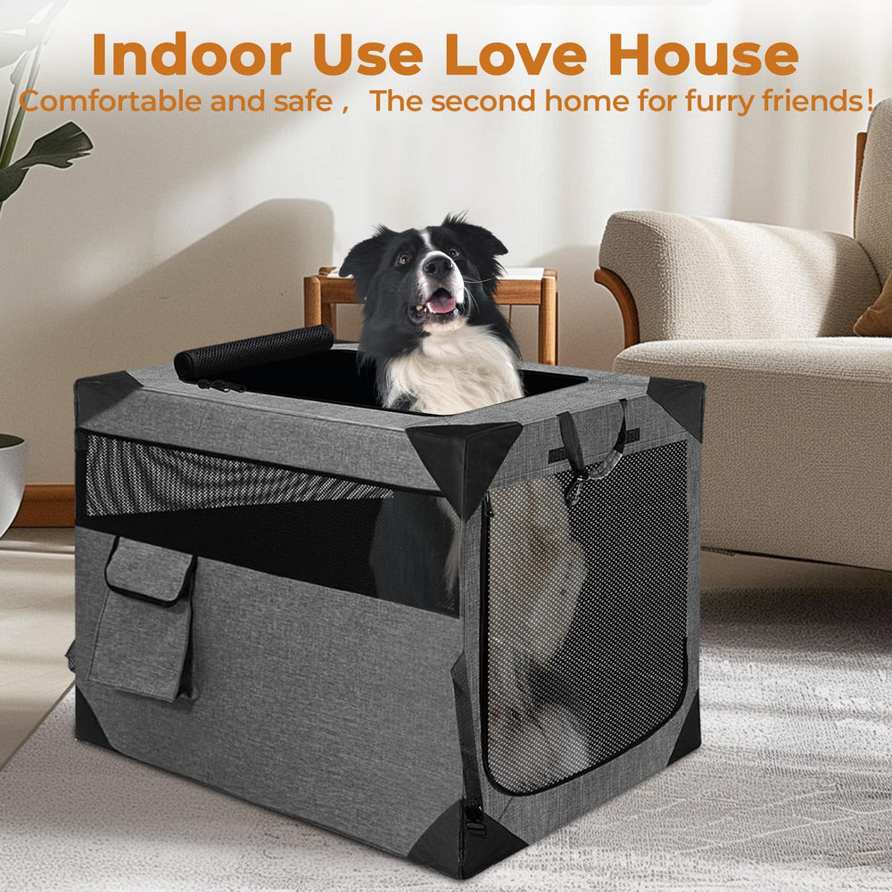 Nottia 36x25x25 inch crate fits large breed spaces.