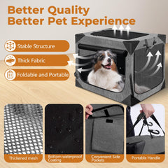 Nottia dog crate with ventilated mesh window for airflow.