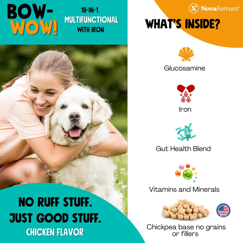 NovaFerrum Bow Wow 18-in-1 formula for comprehensive dog care.