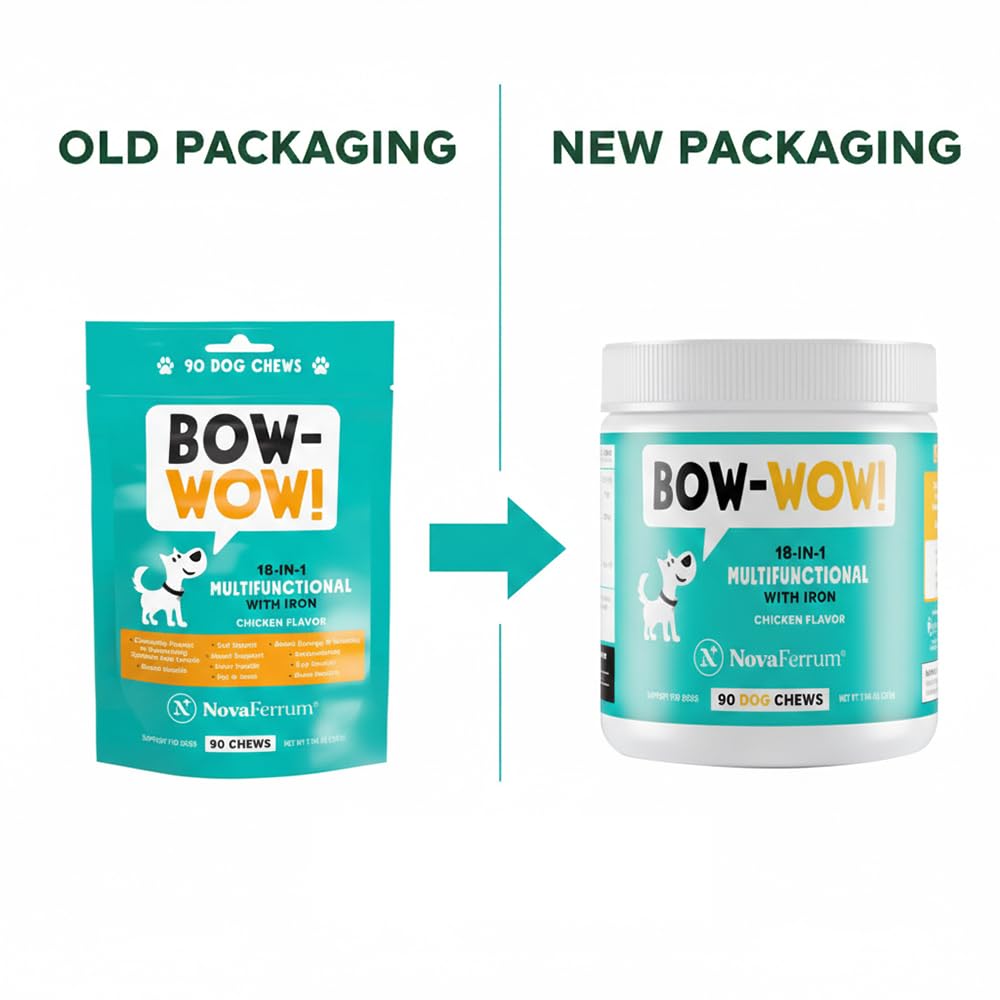 NovaFerrum Bow Wow chicken-flavored chews aid joints with glucosamine.