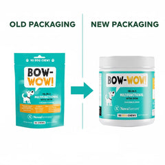 NovaFerrum Bow Wow chicken-flavored chews aid joints with glucosamine.
