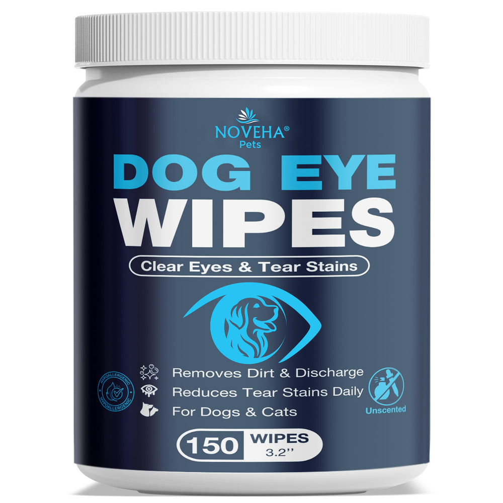 NOVEHA 150pcs dog eye wipes pack for convenient daily tear stain care