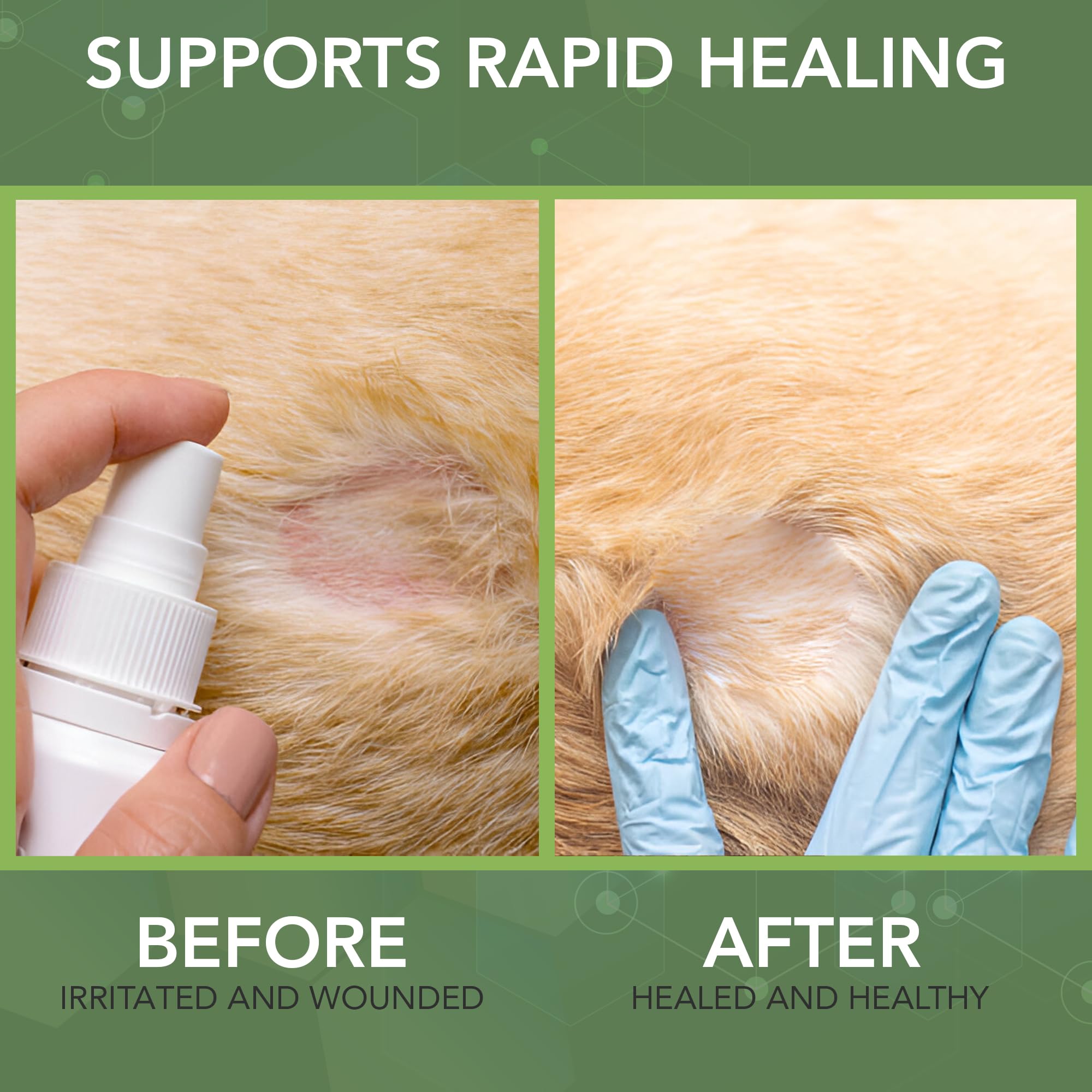NOVEHA Clear-drying spray on wound shows no sticky residue