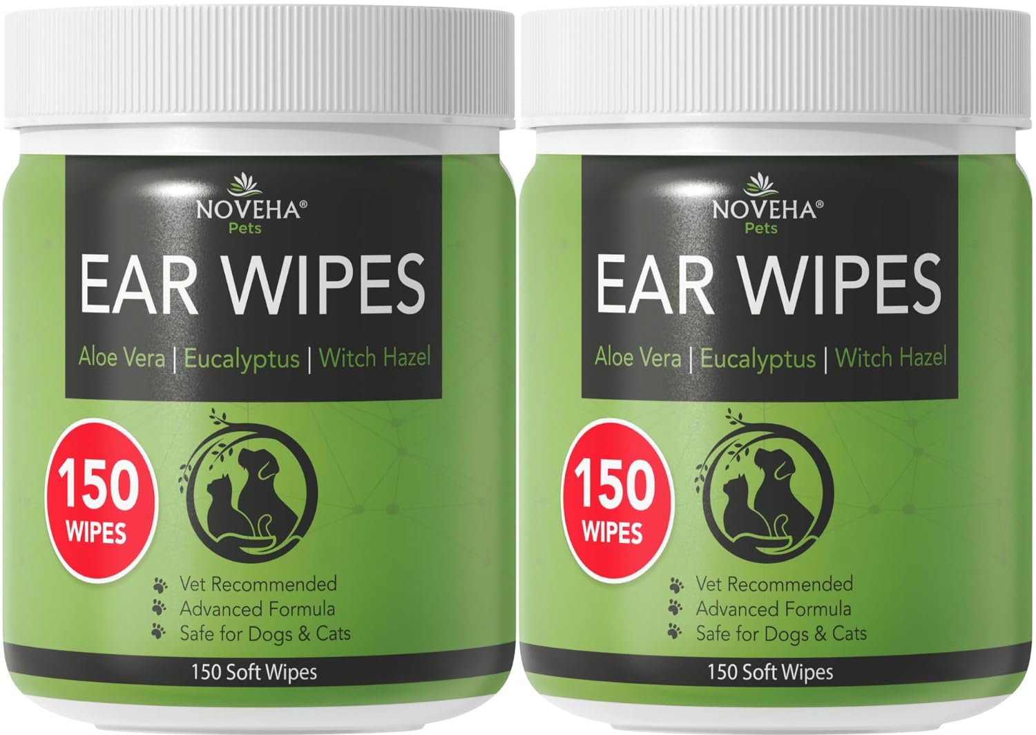 NOVEHA dog ear cleaner wipes 300-count pack front for convenient maintenance