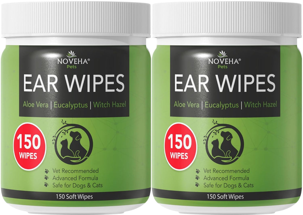 NOVEHA dog ear cleaner wipes 300-count pack front for convenient maintenance