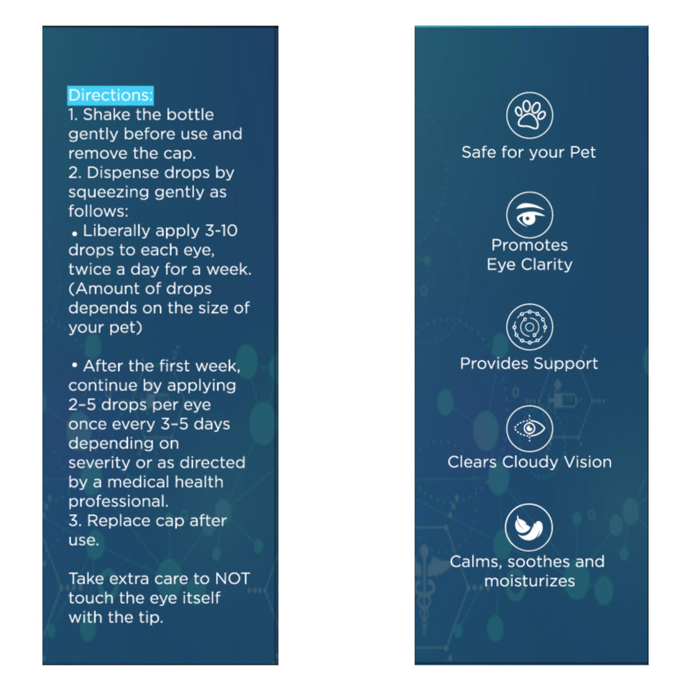 NOVEHA Pet Drops highlights lanosterol and NAC ingredients for eye support