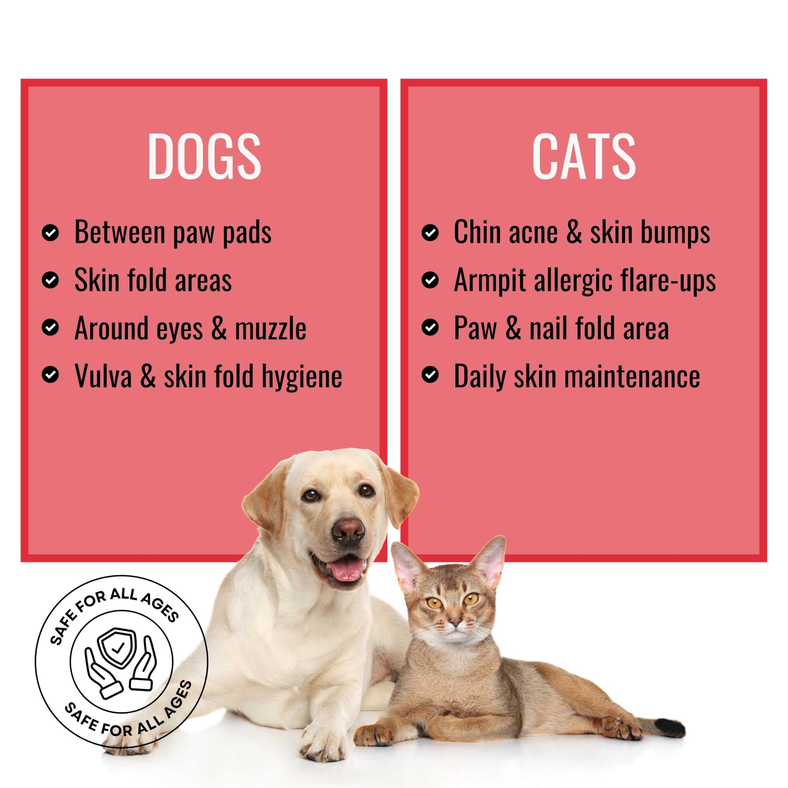 NOVEHA Pet Wipes suitable for dogs and cats on multiple areas