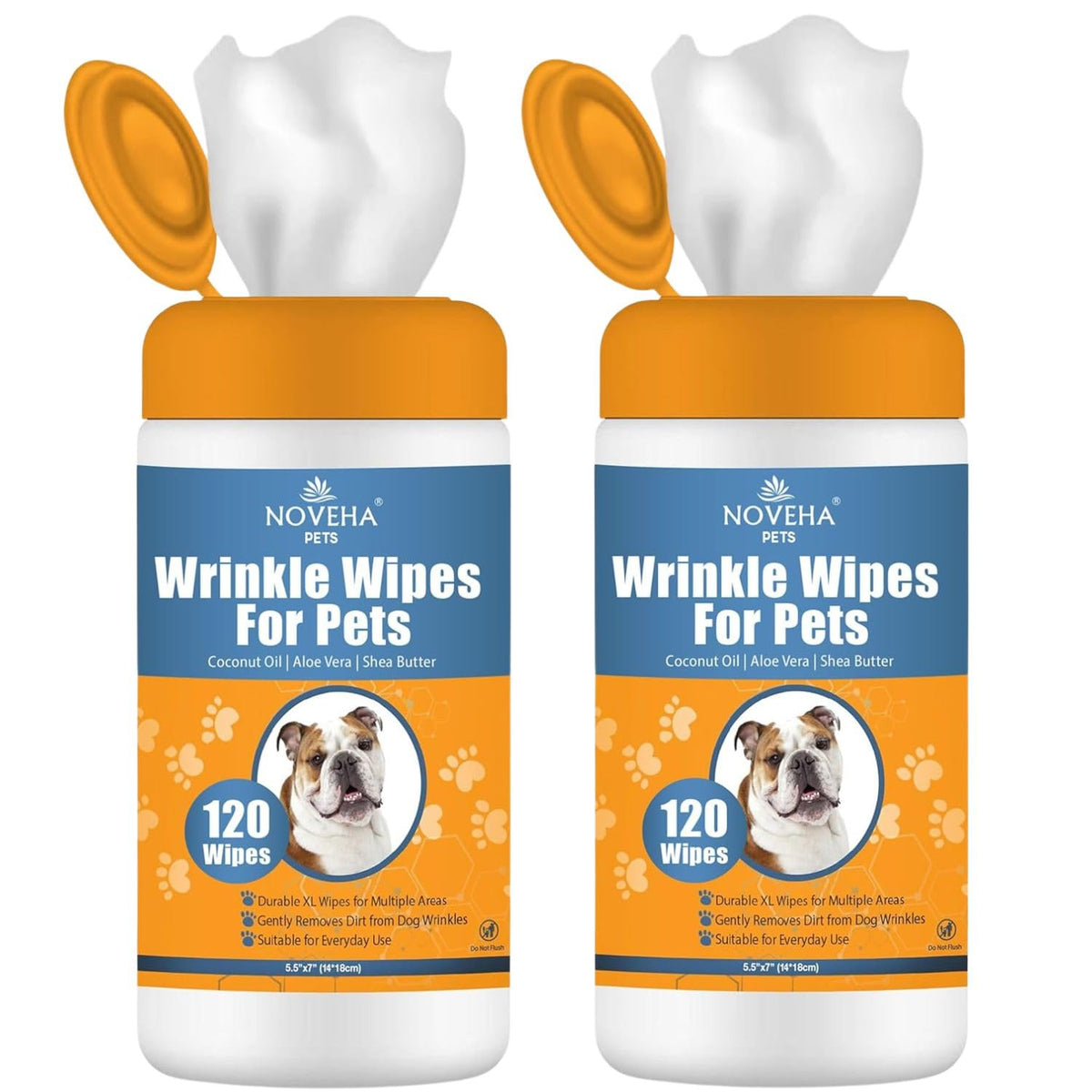 NOVEHA wrinkle wipes for dogs clean bulldog folds with gentle hydration