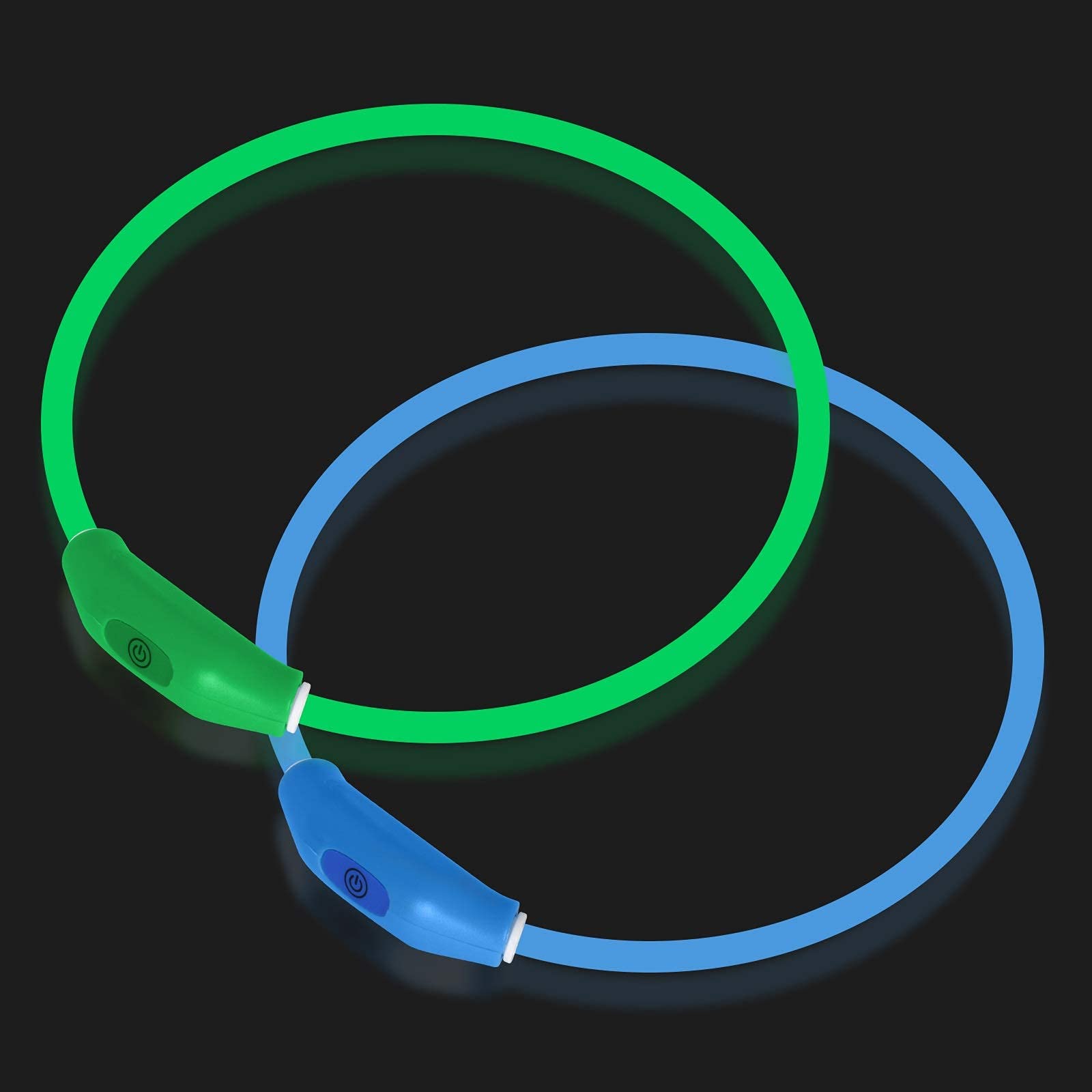 Novkin LED dog collar green for high visibility during night walks.