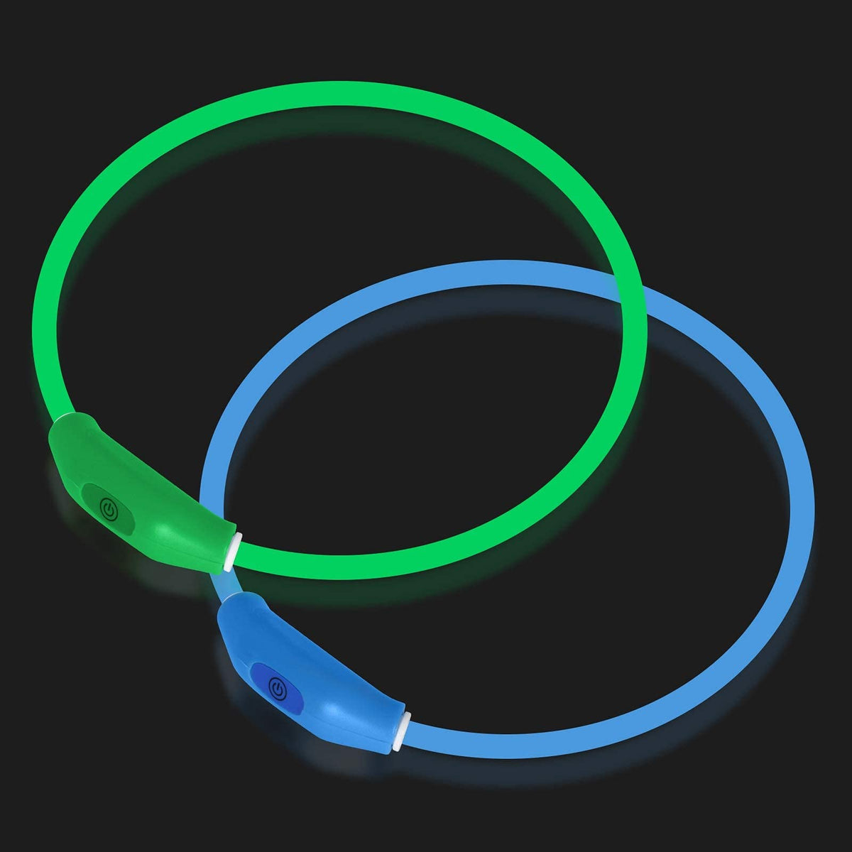 Novkin LED dog collar green for high visibility during night walks.