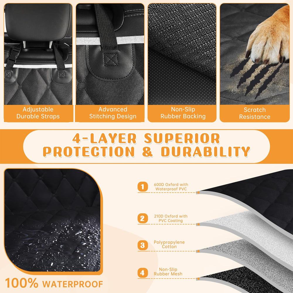 Novotopia dog seat cover comforts dogs for long or short trips.