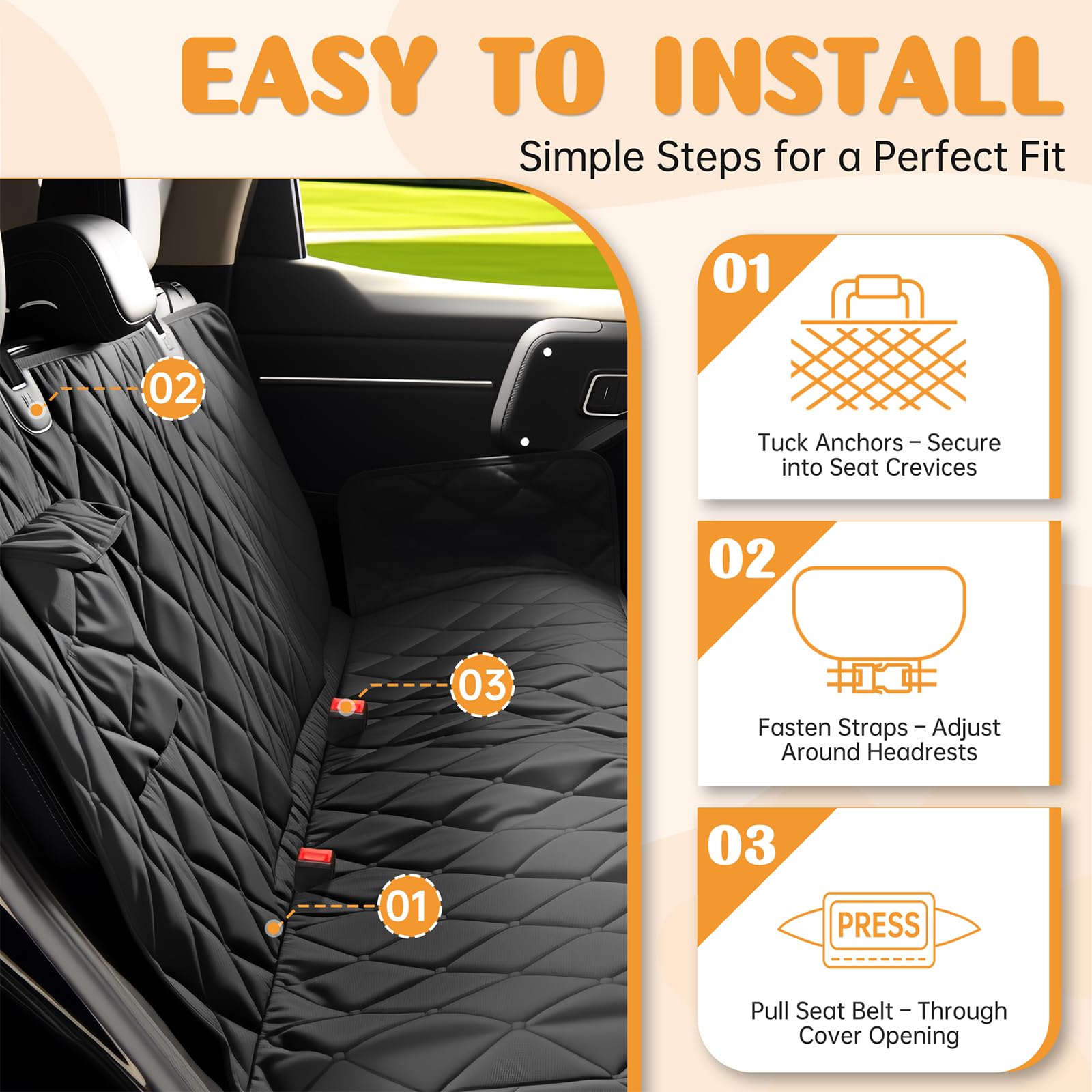 Novotopia backseat shield keeps car interior neat on family trips.