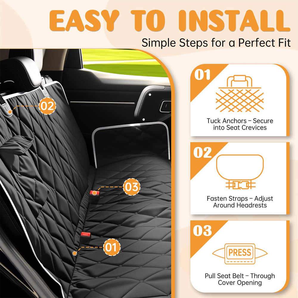 Novotopia dog seat cover durable 600D fabric for lasting protection.