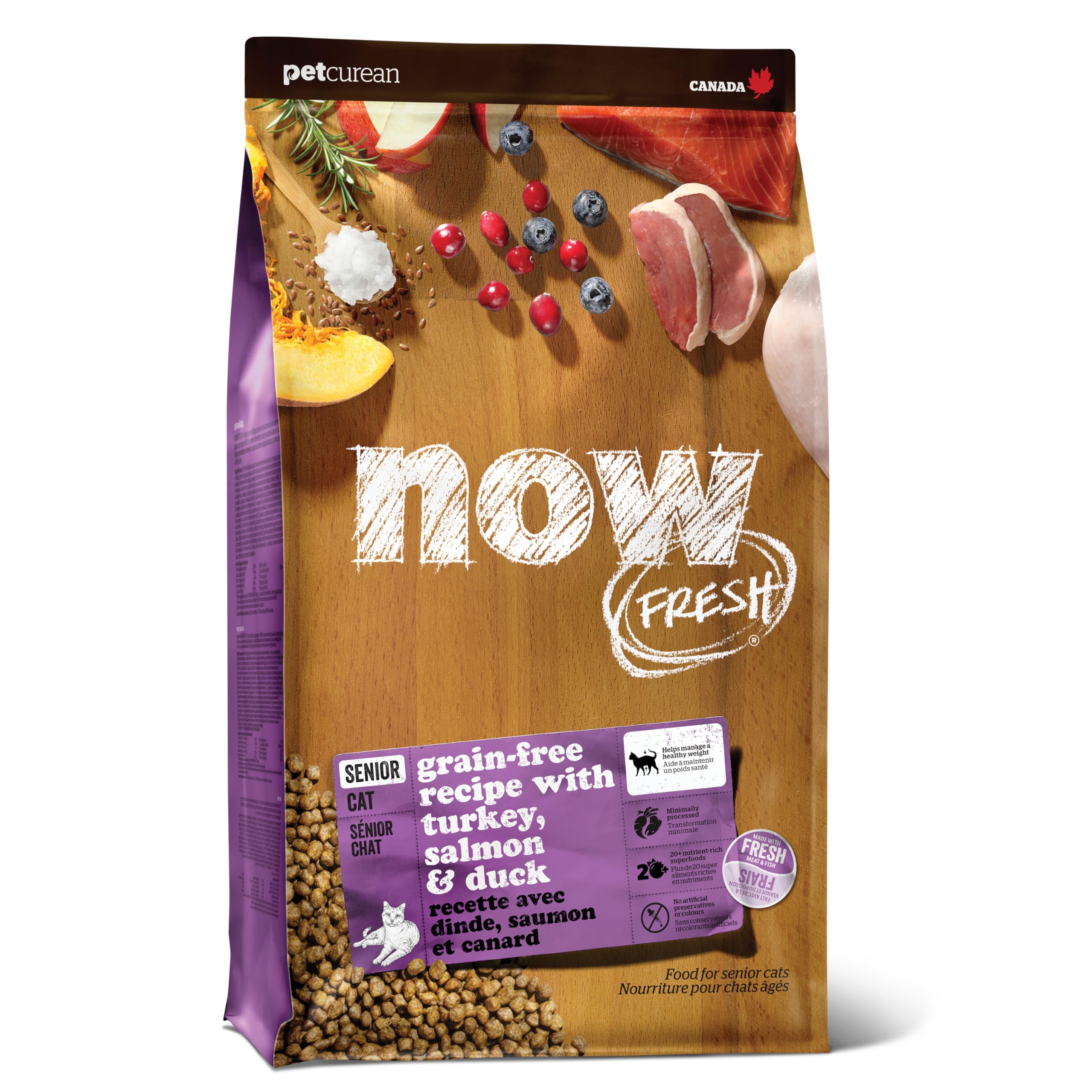 Now Fresh grain-free senior turkey kibble supports digestion and muscle maintenance.