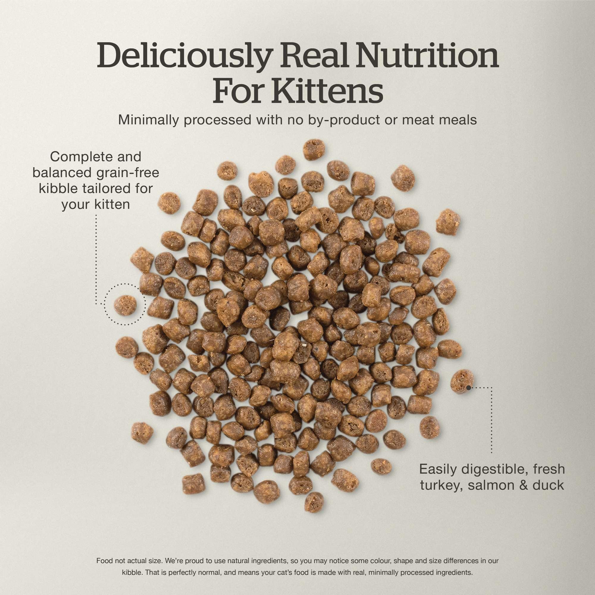 Now Fresh kitten dry food grain-free recipe bag reduces grain intake.