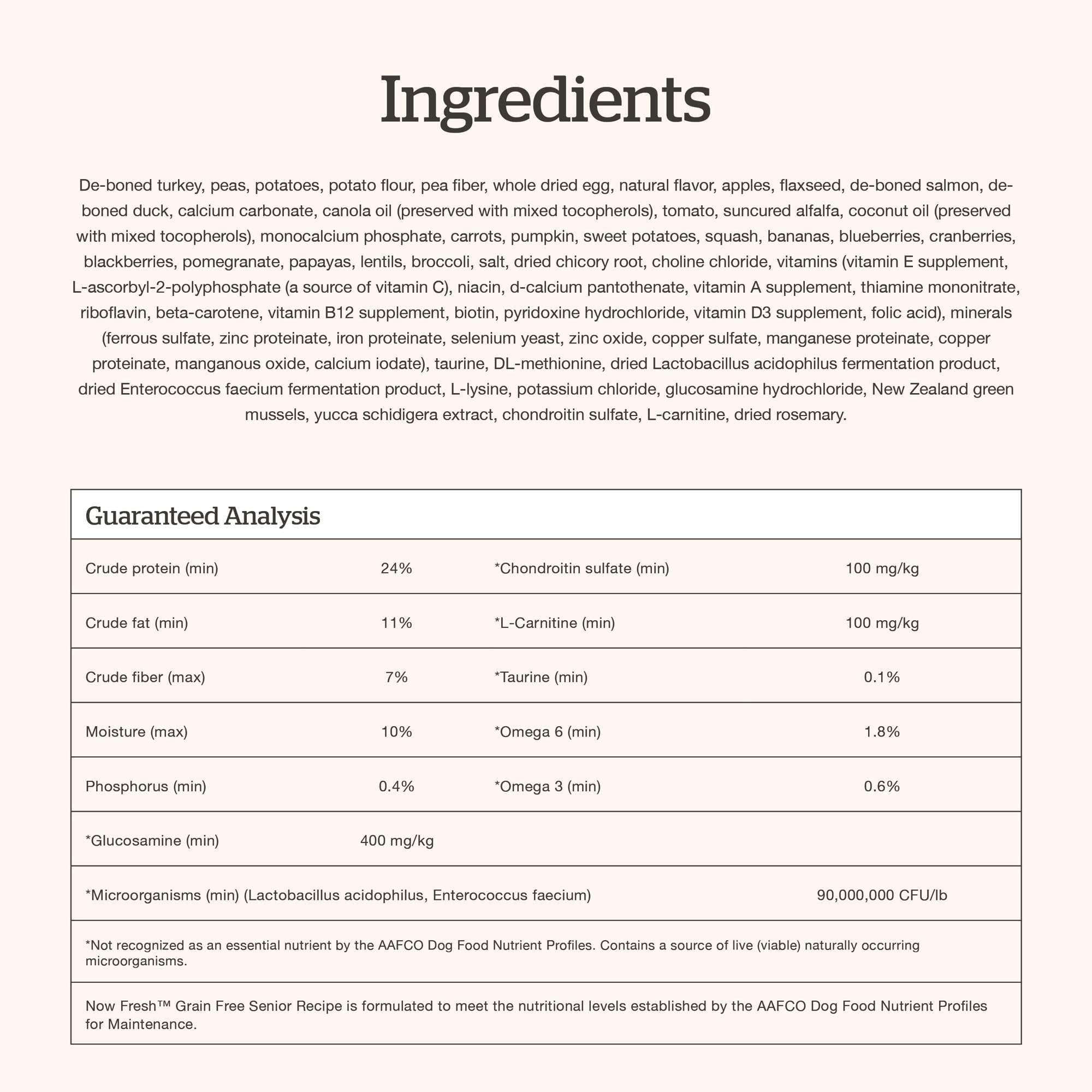 Now Fresh Senior Canada-made formula highlights fresh meat ingredients