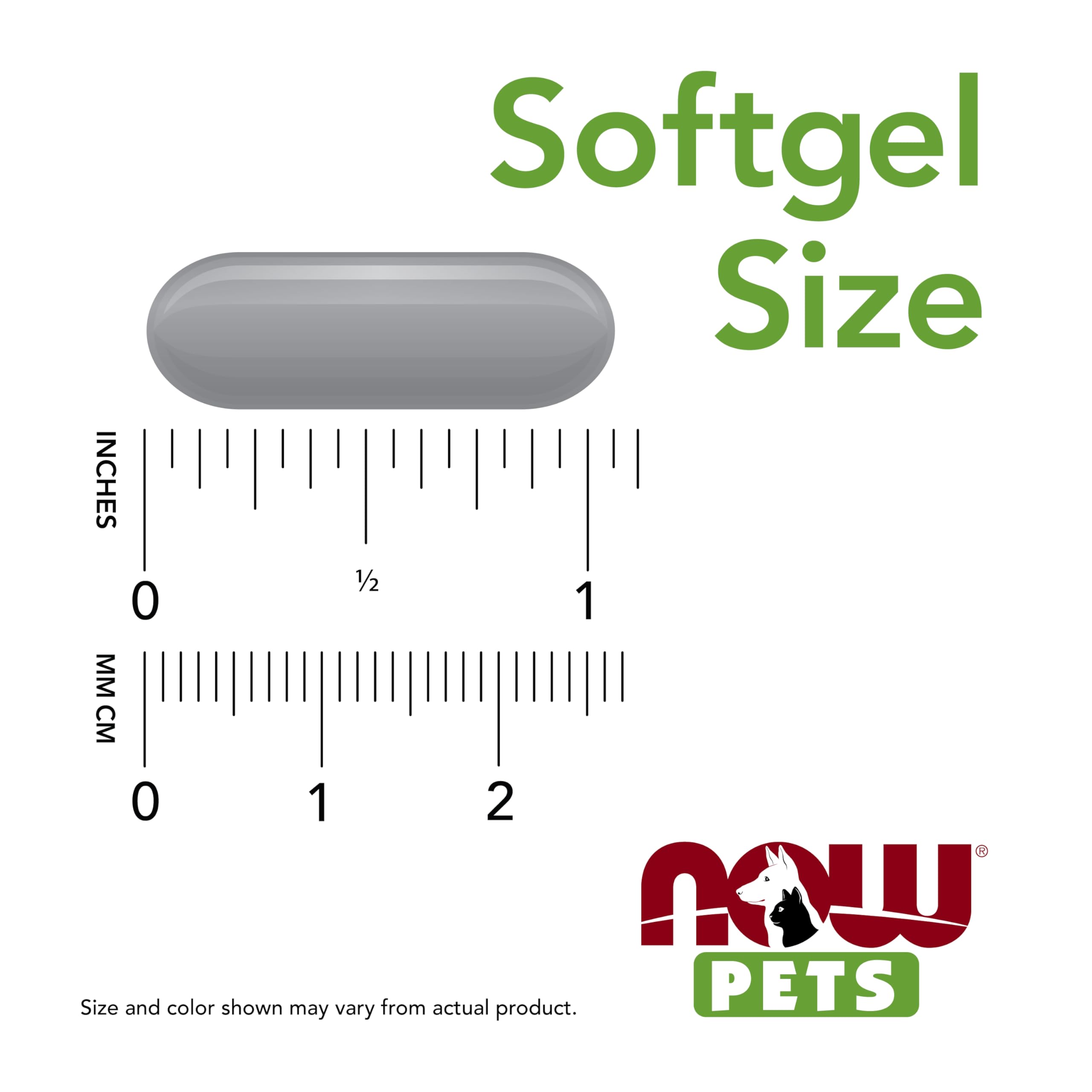 Closeup of dosing label on NOW Pets Omega-3 packaging