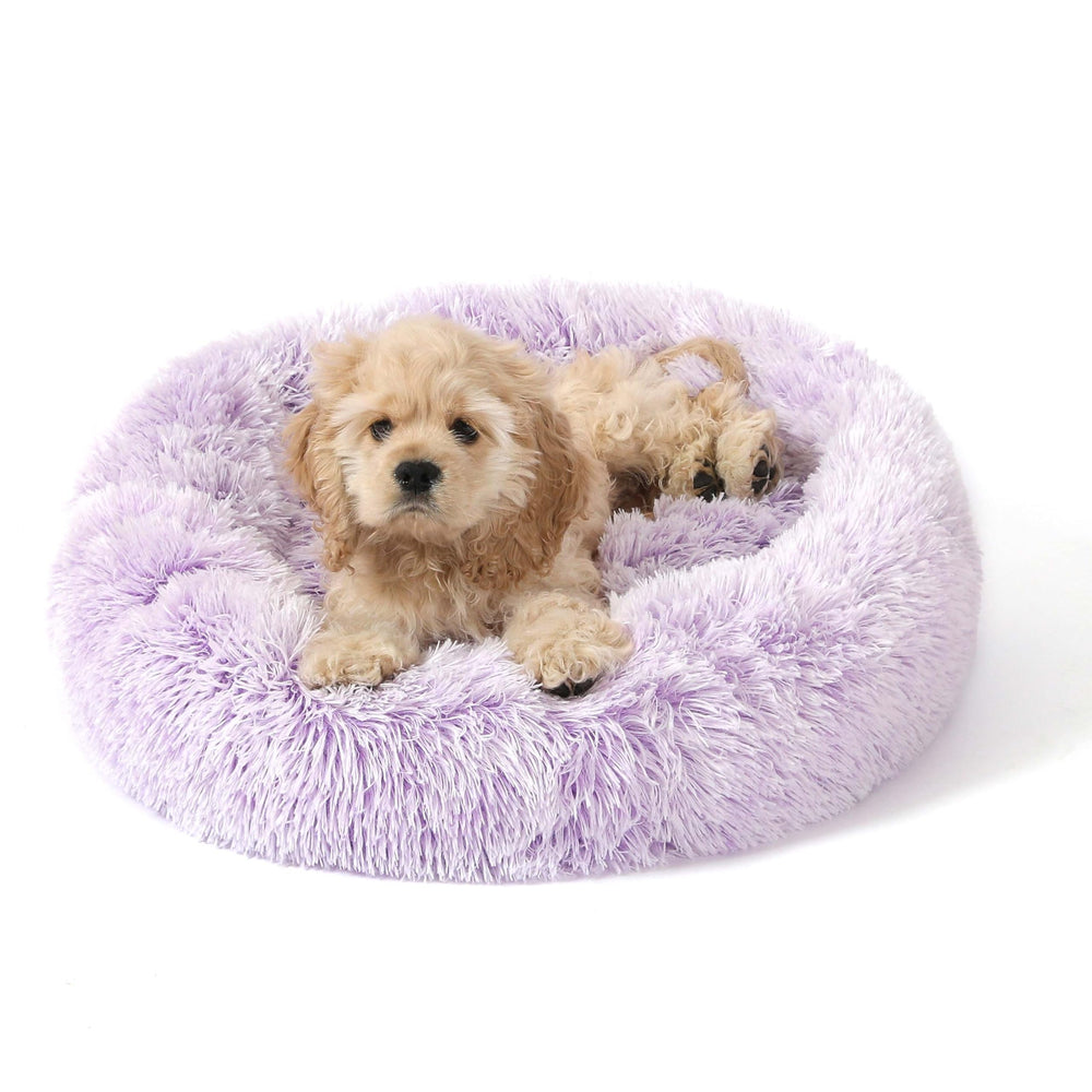 NOYAL Calming Donut Bed plush faux fur creates cozy cuddles and restful sleep