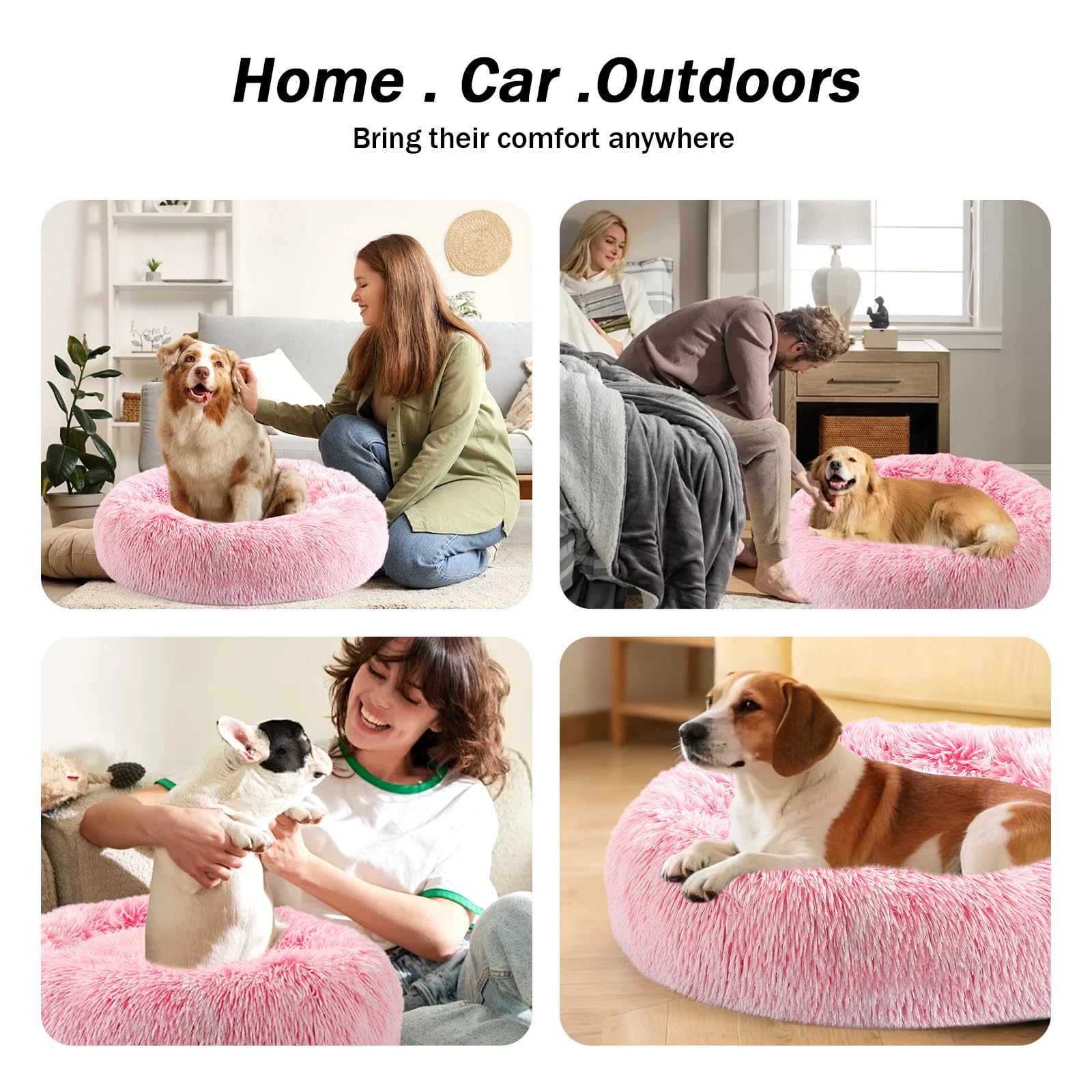 NOYAL Calming Donut Bed with satisfaction guarantee badge.