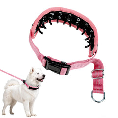 NozlaID lightweight prong collar pink-m shows soft fabric core for comfortable training.
