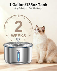 NPET cat water fountain visible water window to monitor level