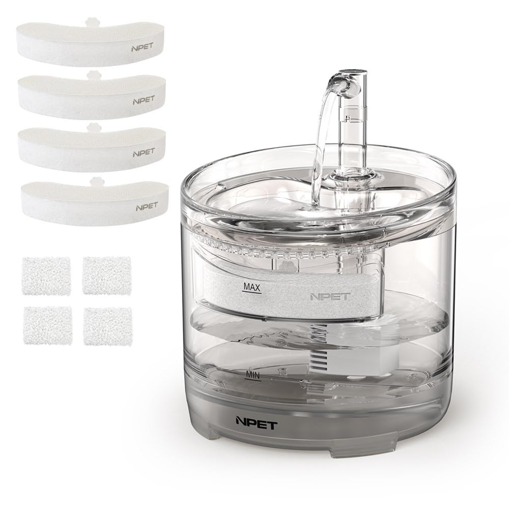 NPET WF050TP front view cat water fountain showing compact 1.5L design for homes
