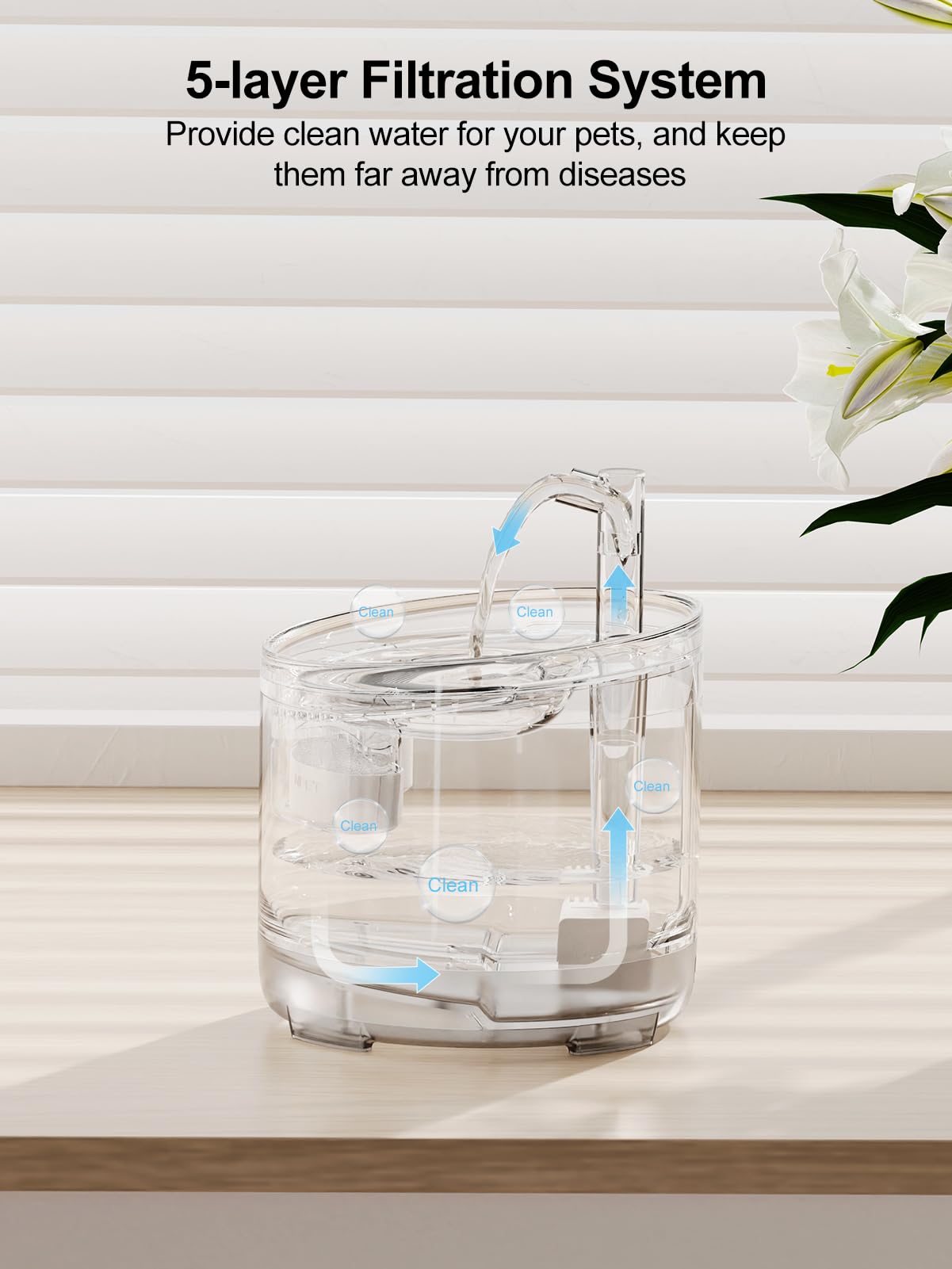 NPET WF050TP top view emphasizes quiet operation ideal for shared living spaces