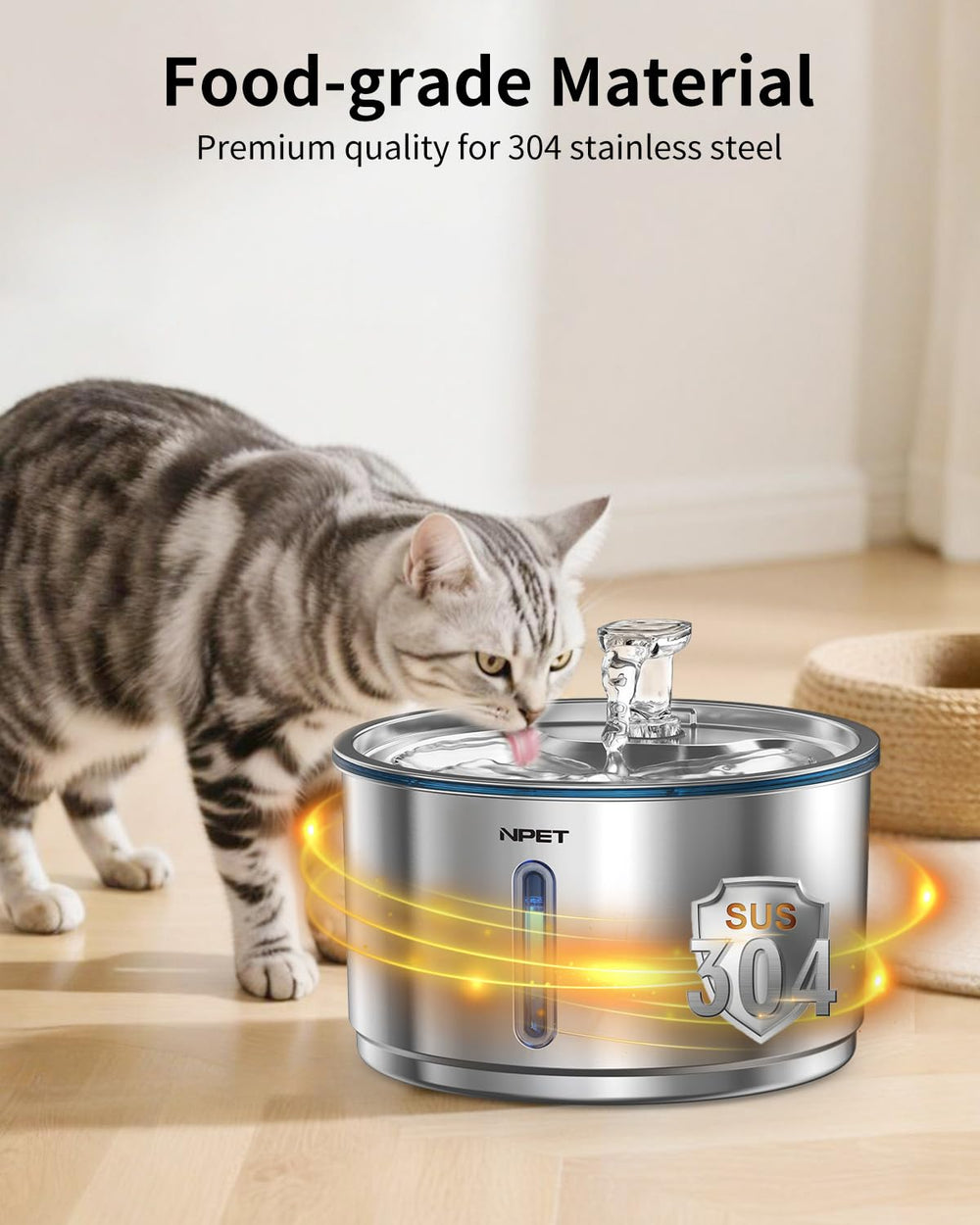 NPET stainless-steel parts are durable and dishwasher-safe