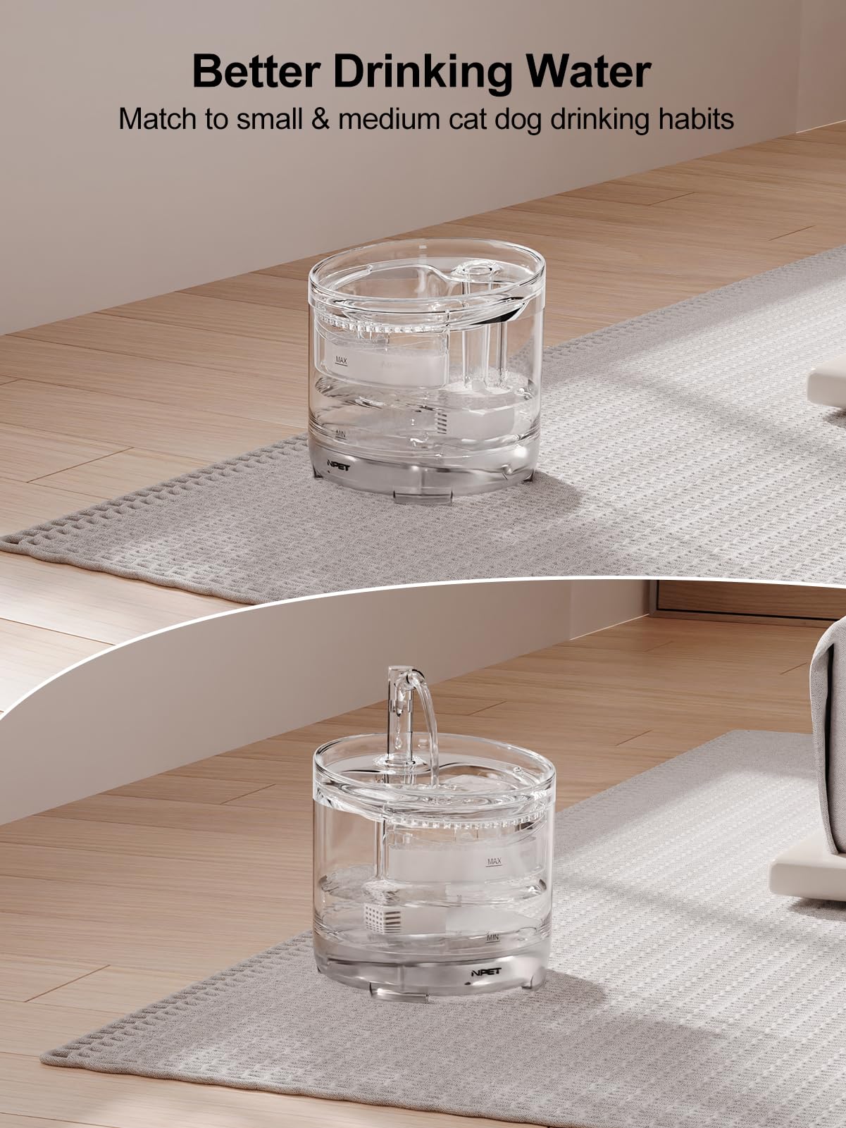 NPET WF050 faucet kit included for convenient pet drinking actions.