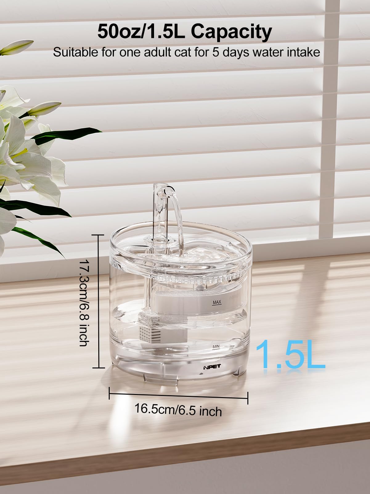 NPET WF050 round design is gentle on whiskers and paws.