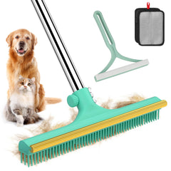 Nrefpun carpet rake with 60-inch handle for efficient pet hair removal on carpets