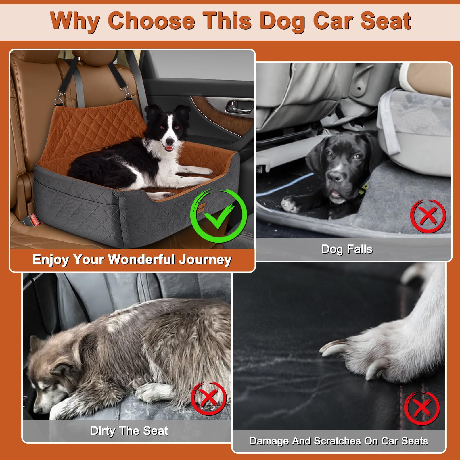 Nrefpun built-in safety leashes keep dogs anchored during travel