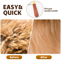 NRTFE grooming tool features sharp bristles and straight edge.