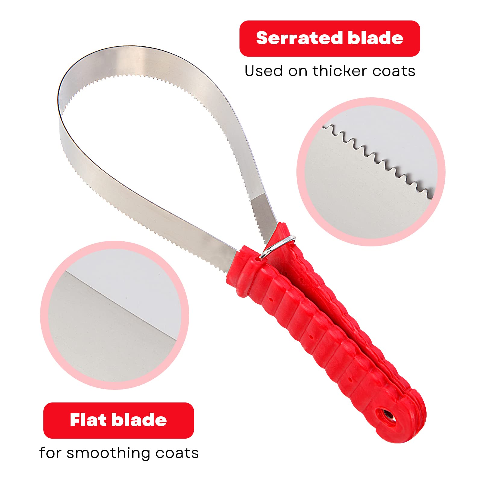 NRTFE shedding blade helps reduce loose fur without roughness