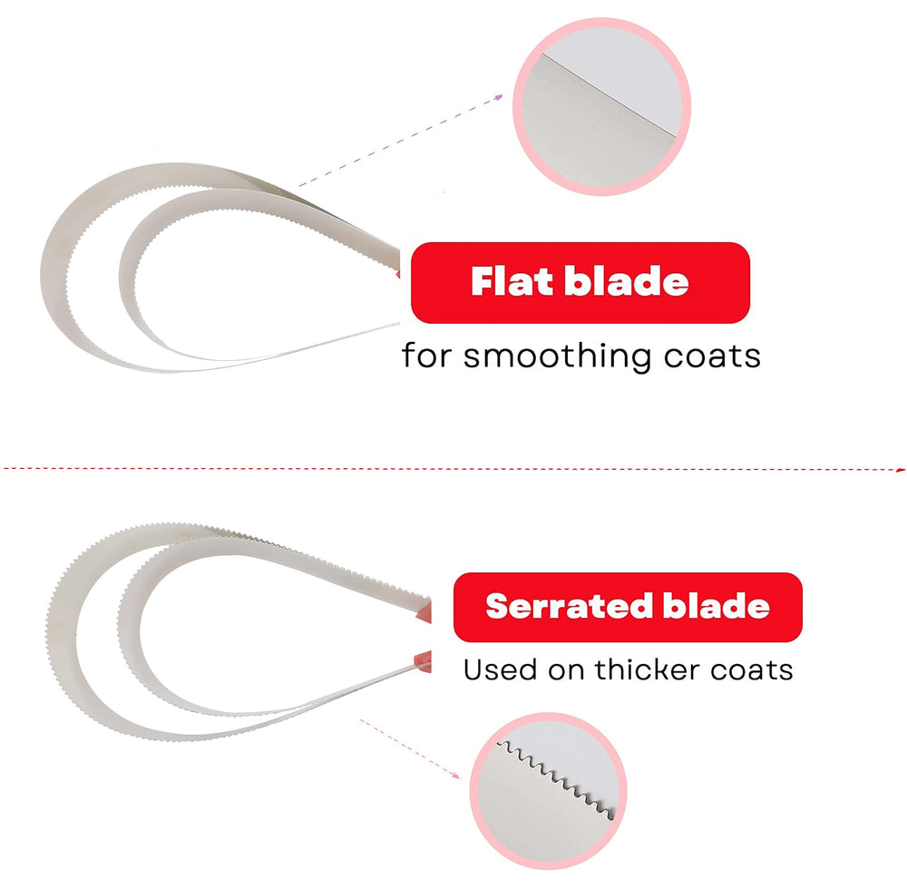 NRTFE stainless steel shed blade with two loops for versatile grooming.