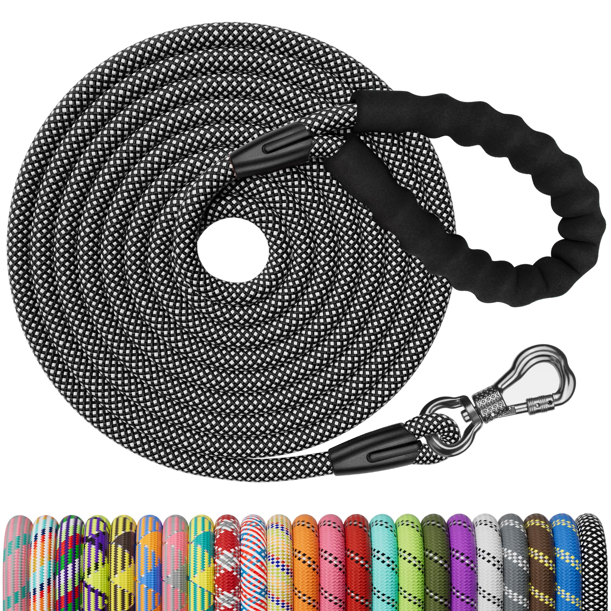 NTR heavy-duty dog leash with 30ft reflective design for safer nighttime walks