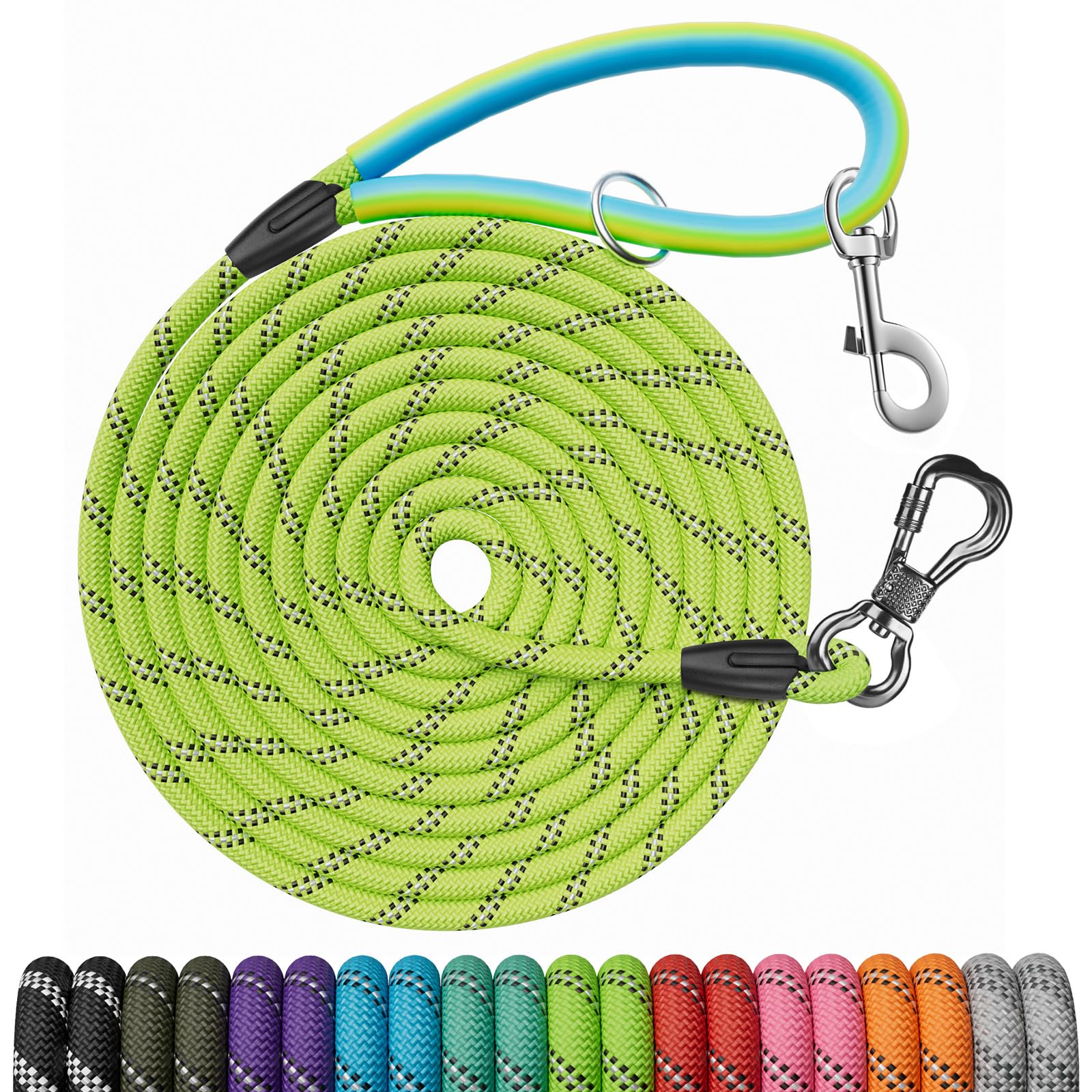 NTR long dog leash with two swivels in pink for versatile training sessions