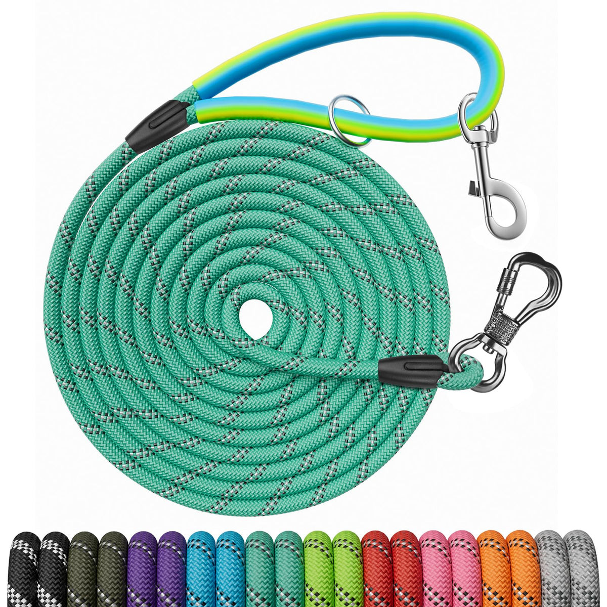 NTR long dog leash with dual swivel hooks for secure training and walking