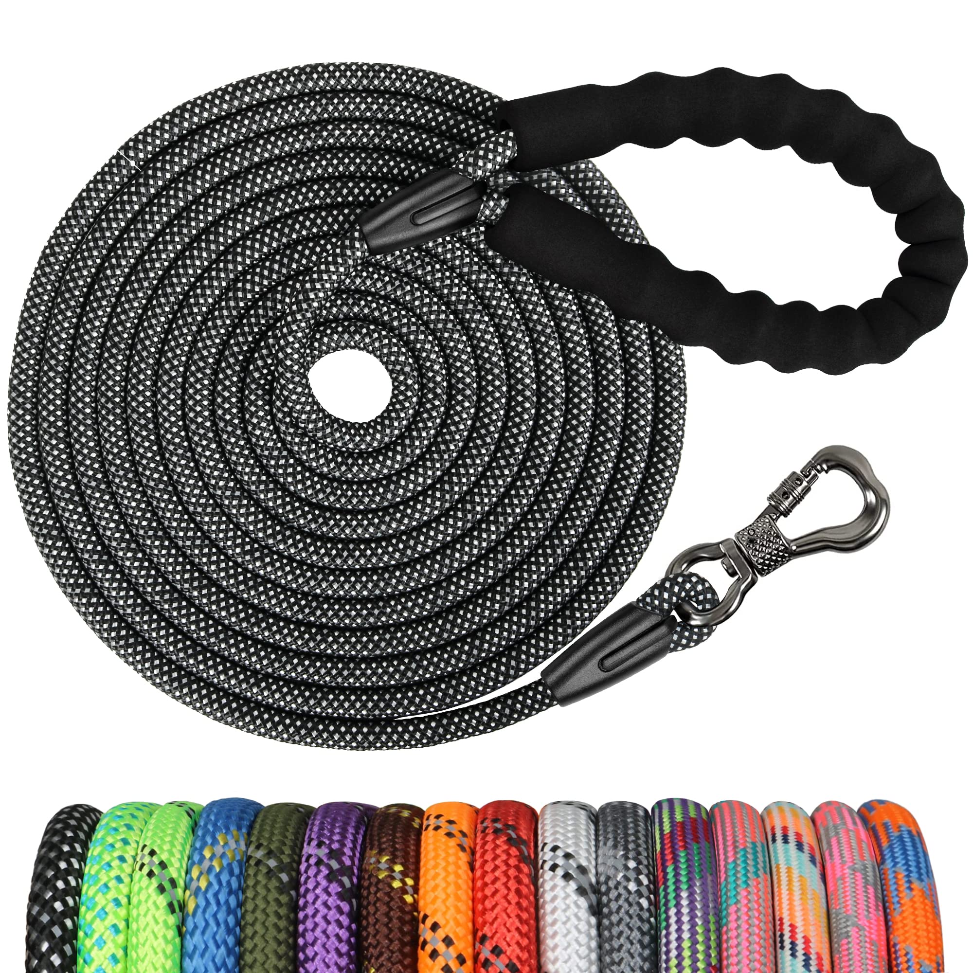 NTR Long Dog Leash 50ft in action for controlled, comfortable walks.