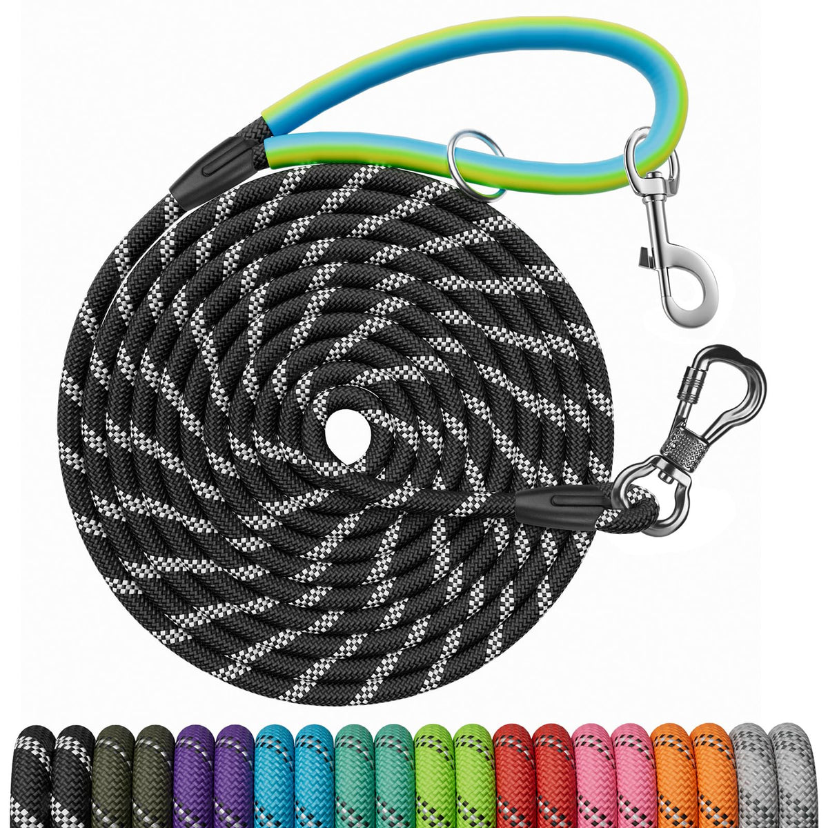 NTR Long Dog Leash with dual swivel hooks for secure training and walking