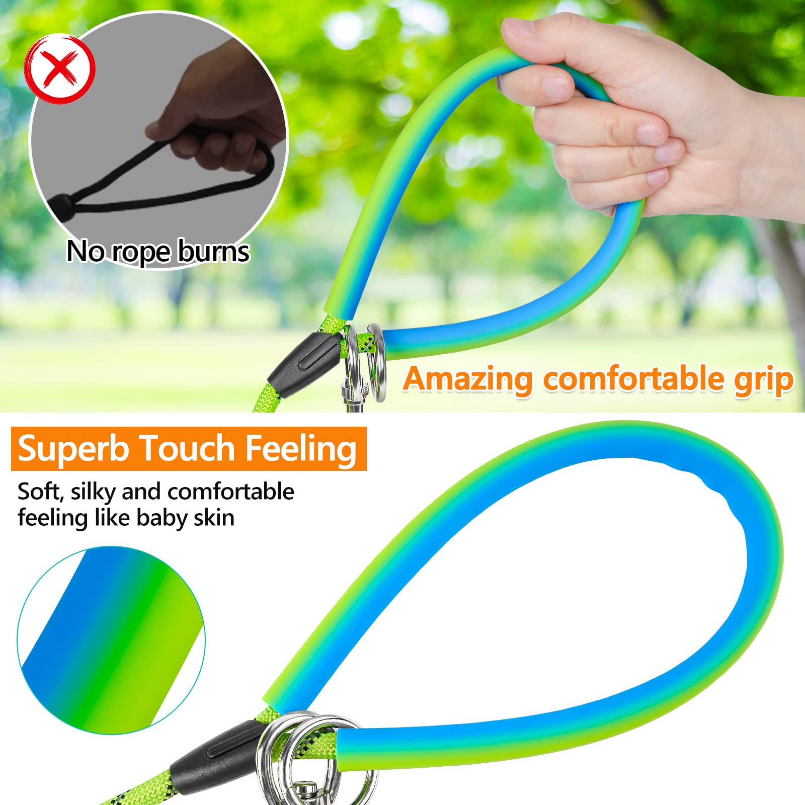 NTR padded rubber handle offers comfortable grip and prevents rope burn