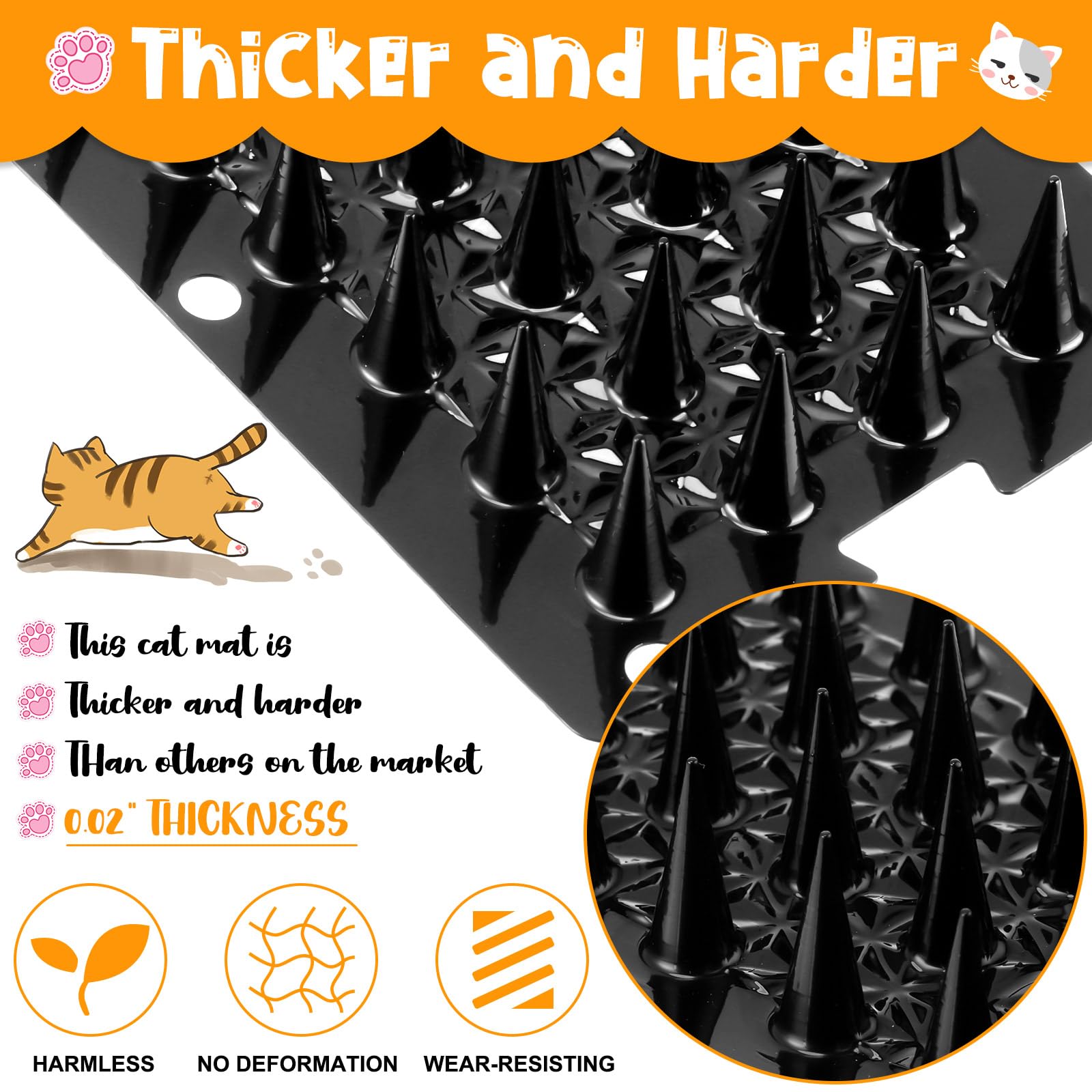 Nuanchu cat deterrent mat close-up shows non-harmful spikes