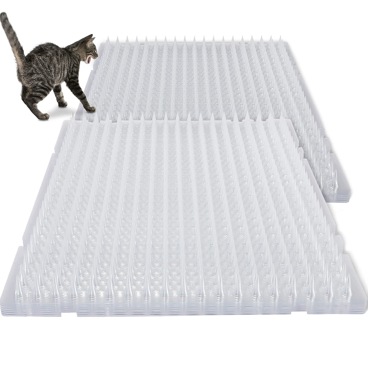 Nuanchu cat deterrent mat with spikes placed on sofa to deter climbing.