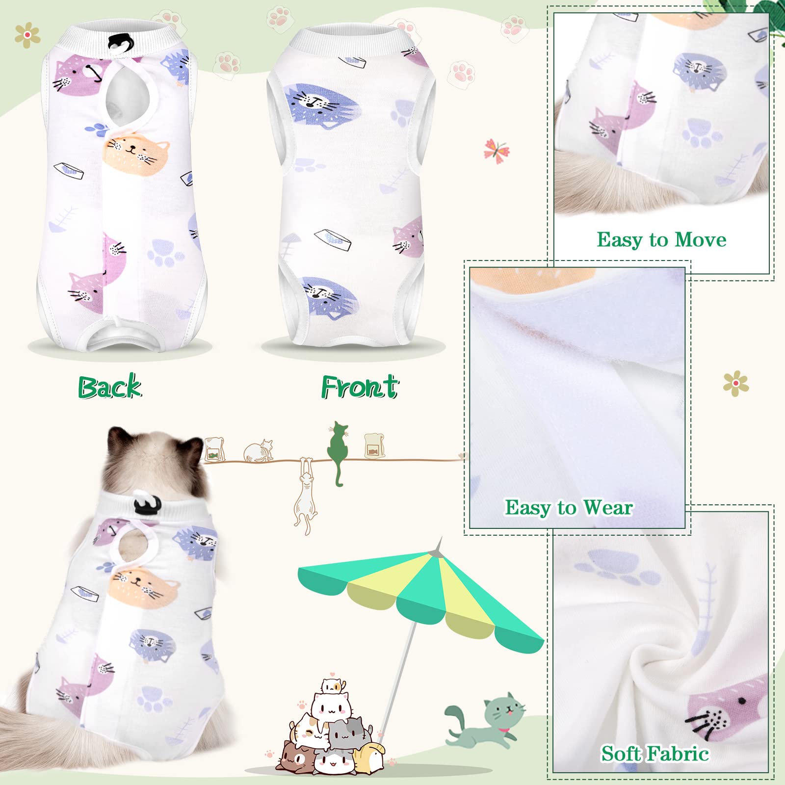 Nuanchu cat recovery suit size guide helps finding the right fit