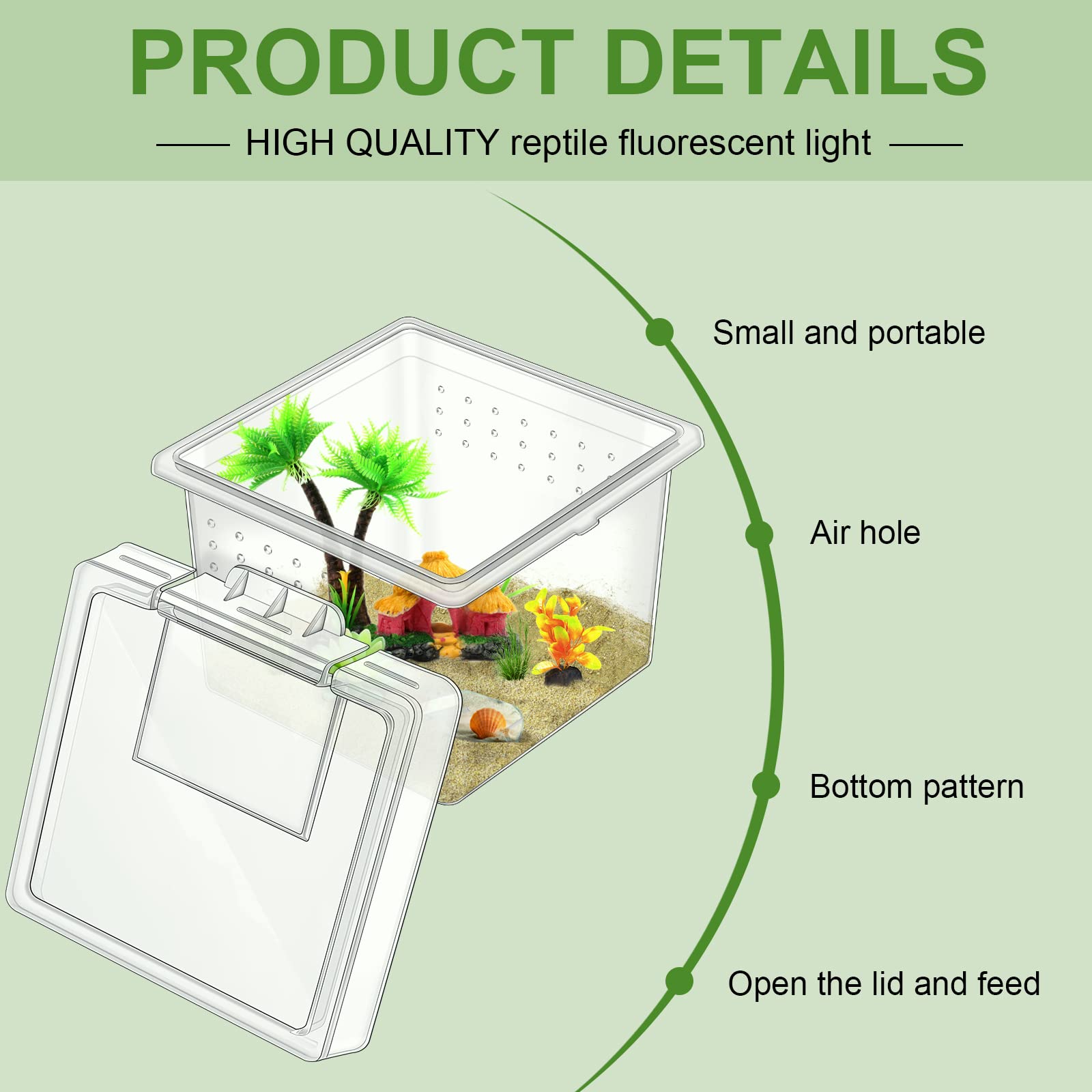 Nuanchu compact terrarium box 2.56 inch, ideal for small animal breeding