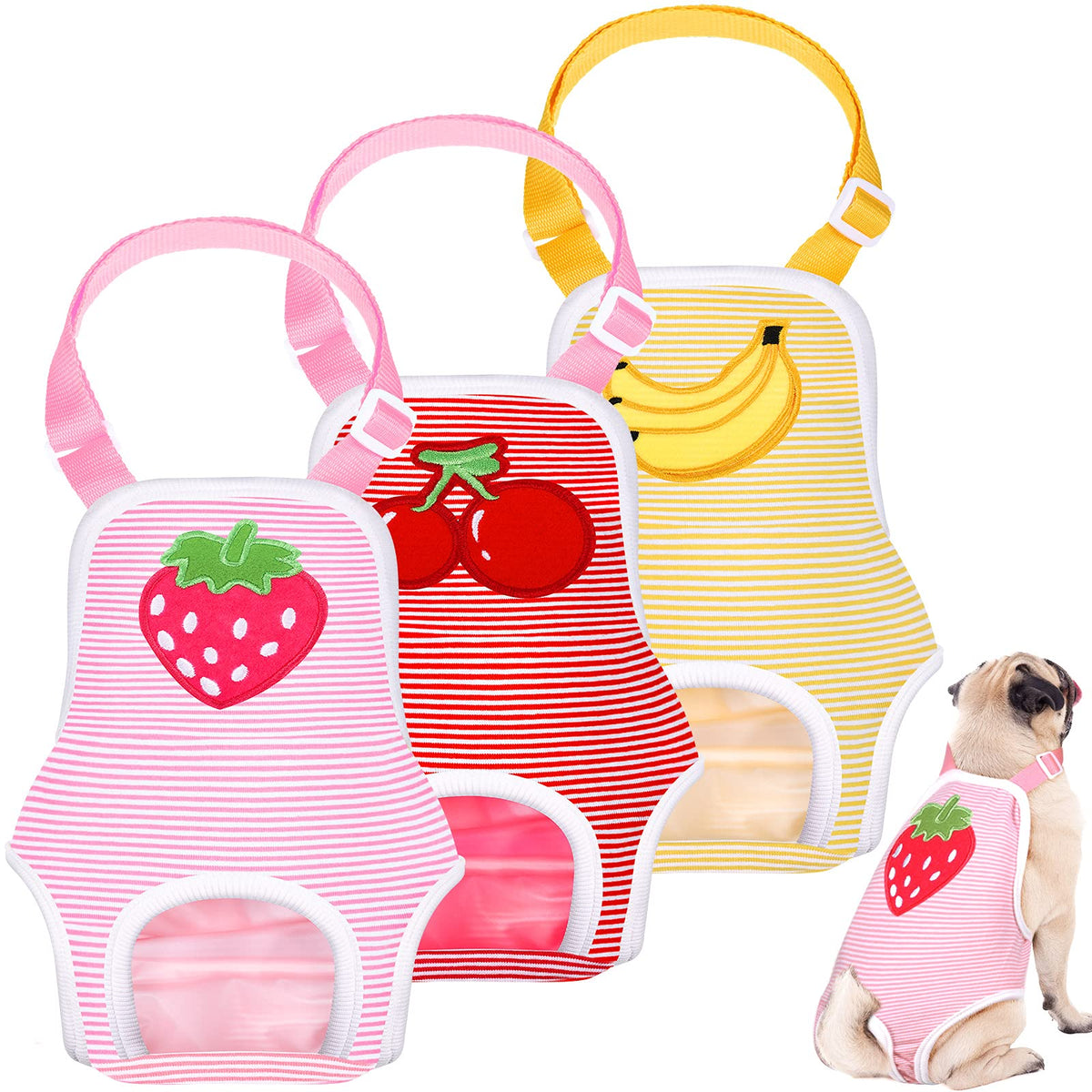 Nuanchu female dog diaper with adjustable harness for secure fit.