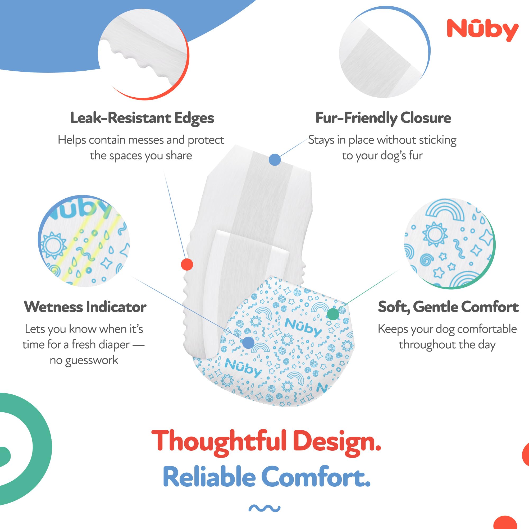Nuby Pets wrap with adjustable fasteners for a secure, comfortable fit.
