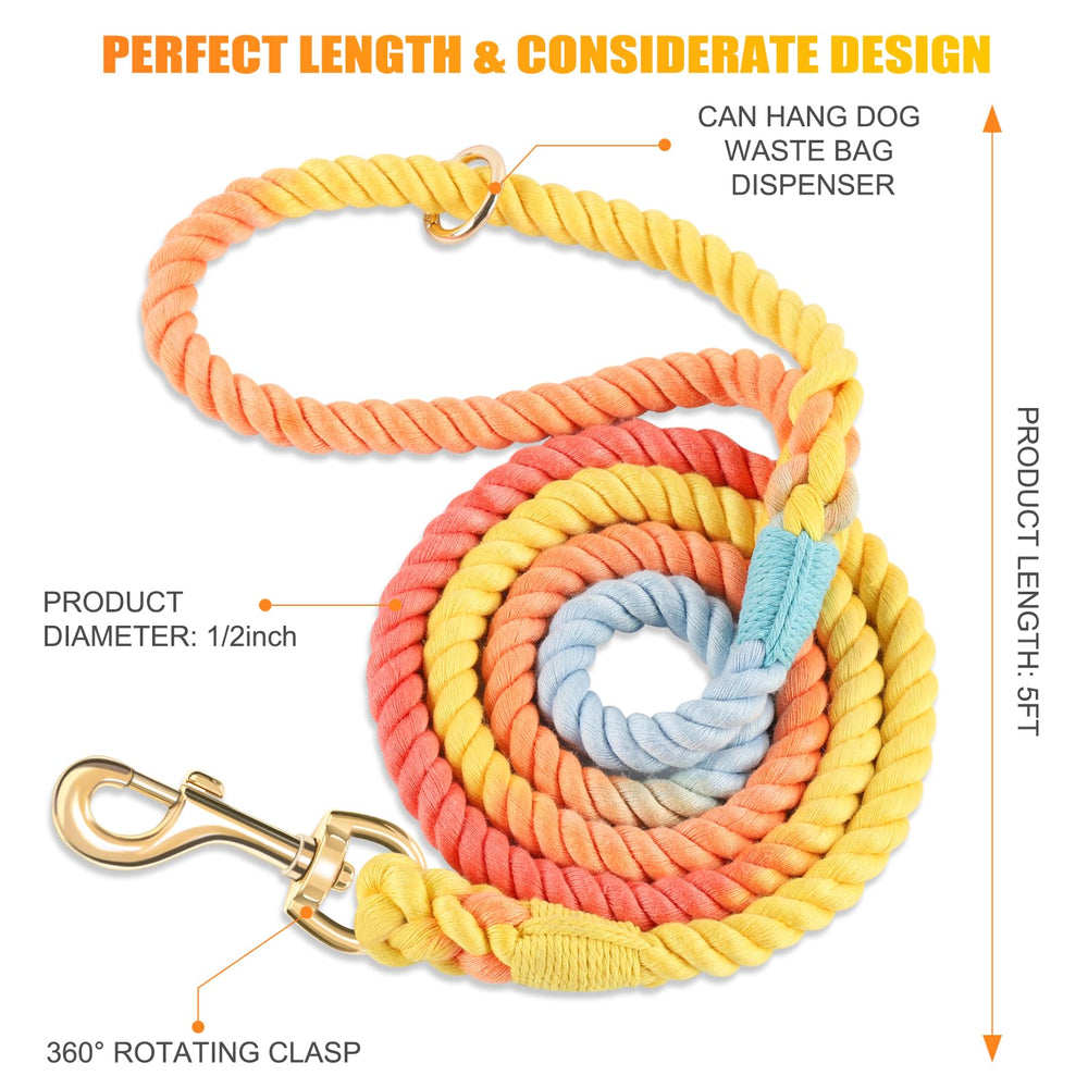 NUGUTIC handmade cotton rope leash emphasizes soft grip and durability.