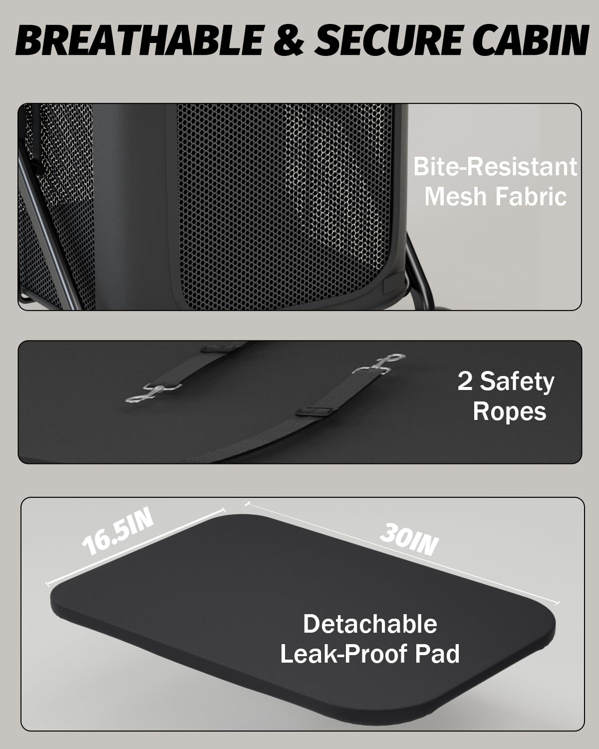 Sleek black finish of the NUGUTIC dog stroller for urban and trail use